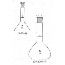 Flasks Volumetric (Measuring) with interchangeable Glass Stopper, Accuracy as per Class ‘B’.
