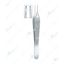 Micro Adson Serrated Tissue Forceps, Serrated Jaws, 0.5mm Tip