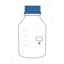 Reagent Bottle, Clear, extra wide mouth with Polypropylene Blue Screw cap and pouring ring, repeatedly autoclaveable, Graduated.