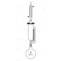 Borosilicate Glass Soxhlet Extraction consists of RB Flask Extractor with Flat flange reduction adapter with flat flange and socket and double surface condenser Manufacturer in India
