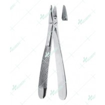 Universal extracting forceps, for upper incisors and canines with serrated tips