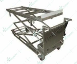 Two scissors morgue corpses transfer lifting cart