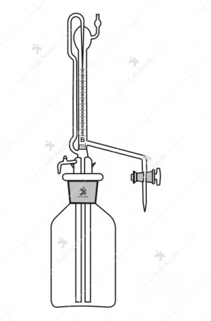 Burette, Automatic Zero Glass Key Stopcock, Mounted on Reservoir, with Rubber bellow. Accuracy as per Class ‘B’
