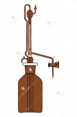 Burette, Automatic Zero Glass Key Stopcock, Mounted on Reservoir, with Rubber bellow. Accuracy as per Class ‘B’ (Amber)