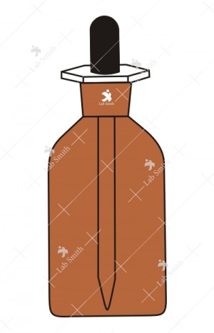 Dropping Bottle, polythene stopper with dust prrof head, glass dropper and rubber teat.(Amber)