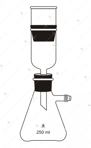Filter Apparatus, Complete with Filtering Flask, gooch crucible with Sintered Disc of Porosity G- 1 or G-2 or G-3 or G-4, glass adapter and rubber cone.