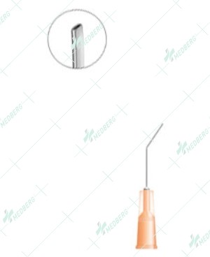 Hydrodissection Cannula, flattened tip, angled, 25 gauge