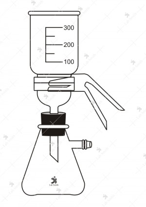 Membrane Filter Holder Assembly with support for membrane, Funnel, Flask and Clamp, Neoprene Rubber Cork fitting.