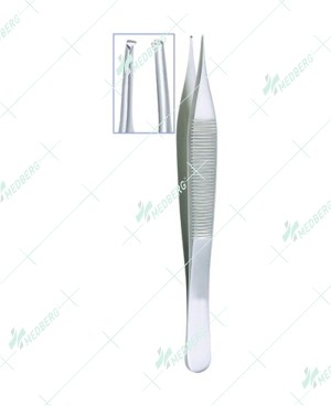 Micro Adson Tissue Forceps, 1x2 Teeth, 0.5mm Tip