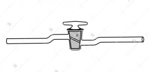 Stopcock, Single Oblique Bore, with hollow plug, High Vacuum.