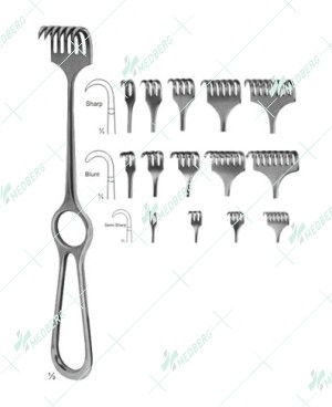 Volkman Retractors, Semi Shap, 200 mm, 9 x 8 mm