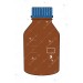 Reagent Bottle, Amber Colour, extra wide mouth with Polypropylene Blue Screw cap and pouring ring, repeatedly autoclaveable, Graduated. (Amber)